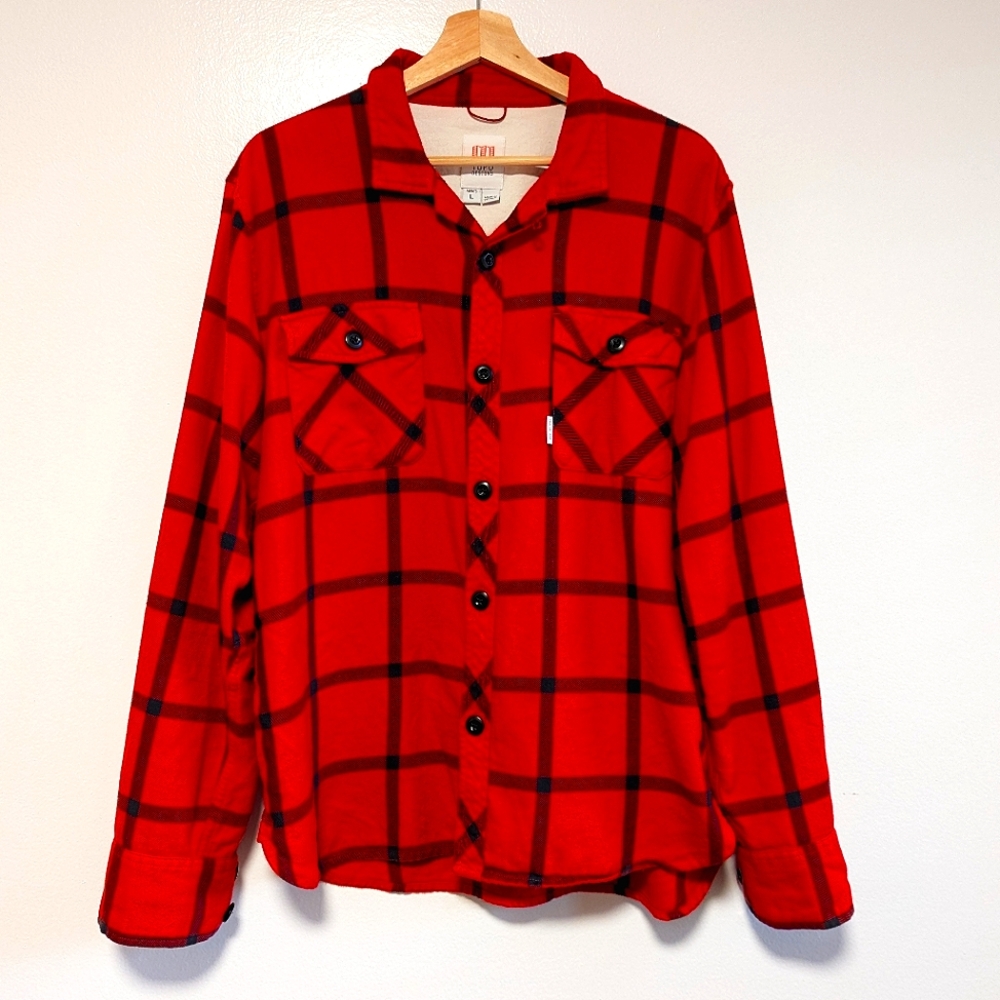 Topo shirt red plaid flannel L